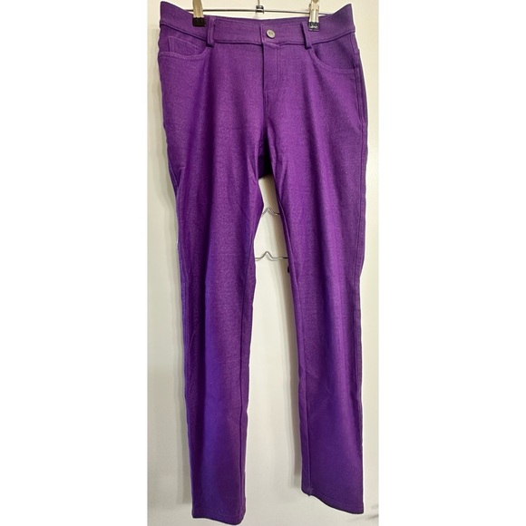 YELETE Purple Stretch Jeggings M – Winter Skinny Pull-On Pants w/ Pockets - Picture 4 of 5